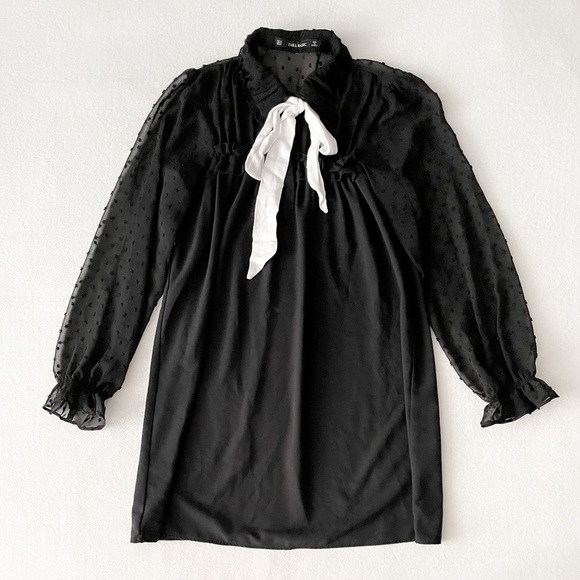 ZARA Swiss Dot Contrast Dress - Picture 2 of 11